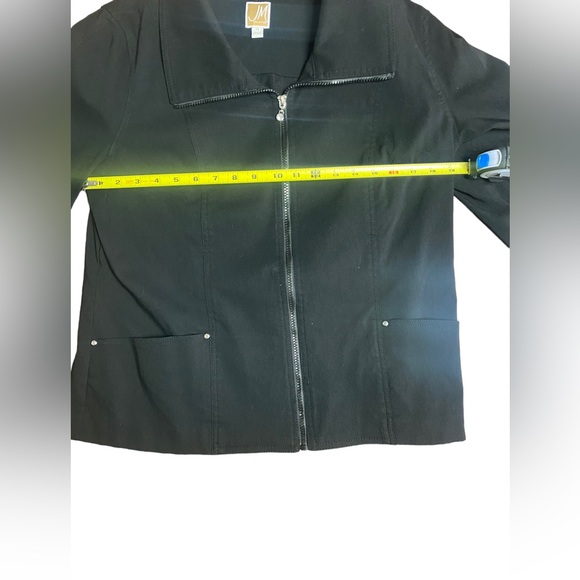 JM COLLECTION BLACK ZIP UP COLLARED JACKET POCKETS STRETCHY SIZE 14 - Picture 8 of 8